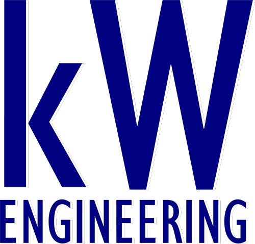 Blue "kW Engineering" logo with a large stylized "kW" above the word "ENGINEERING" in capital letters, conveying a professional tone.