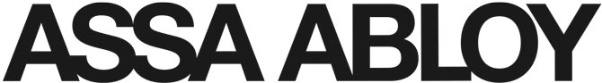 Bold black text spells "ASSA ABLOY" on a white background, conveying a clean and straightforward design, often associated with security or technology.